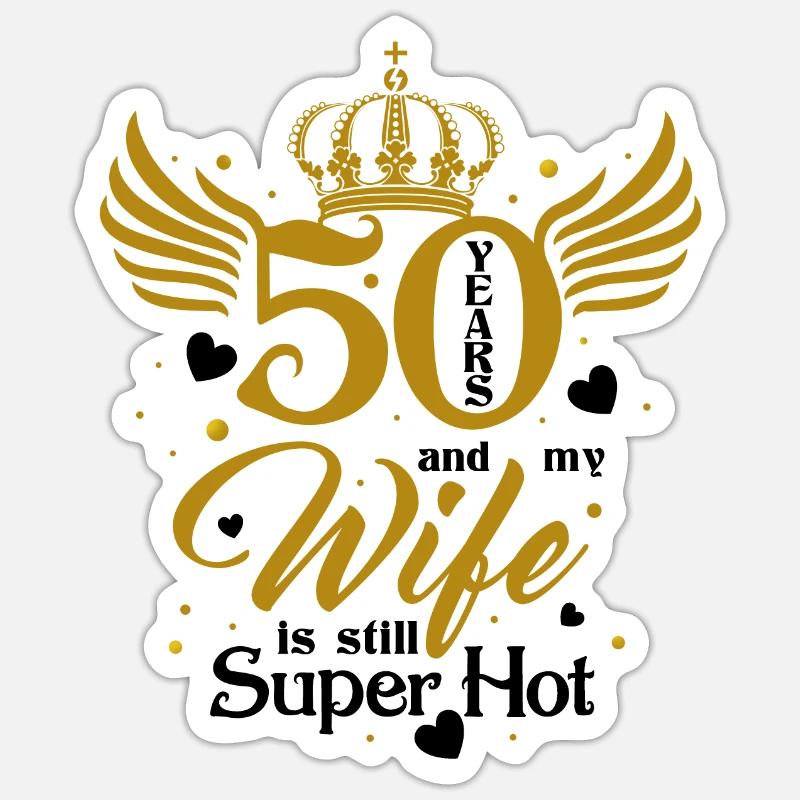 50. Hochzeitstag Ehemann Ehefrau Ehe Sticker Größe S (10 x 10 cm)