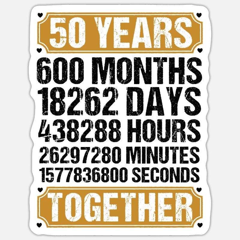 50. Hochzeitstag Ehemann Ehefrau Ehe Sticker Größe S (10 x 10 cm)