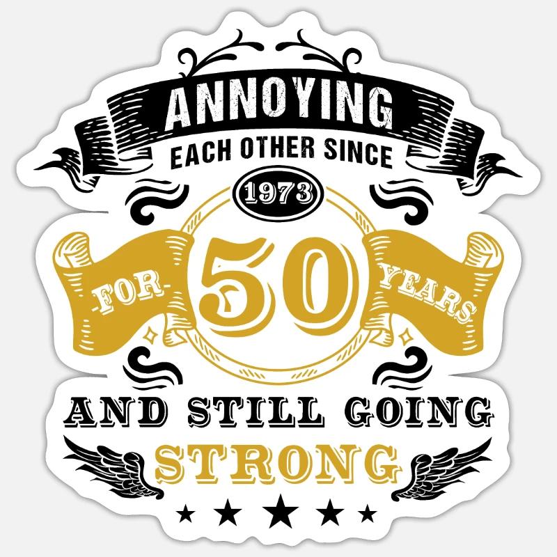 50. Hochzeitstag Ehemann Ehefrau Ehe Sticker Größe S (10 x 10 cm)