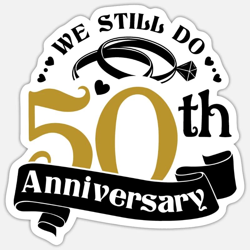 50. Hochzeitstag Ehemann Ehefrau Ehe Sticker Größe S (10 x 10 cm)