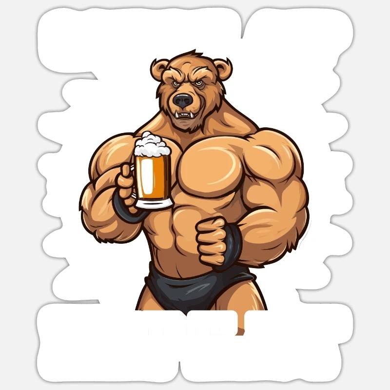 Bodybuilder Gym Beer Squat Sip Repeat Sticker size S (10 x 10 cm)