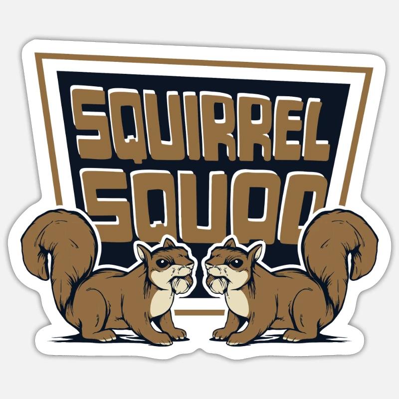 Squirrel Squad Squirrel Fuchshörnchen Eichhörnchen - Sticker Größe S (10 x 10 cm) - Mattweiß