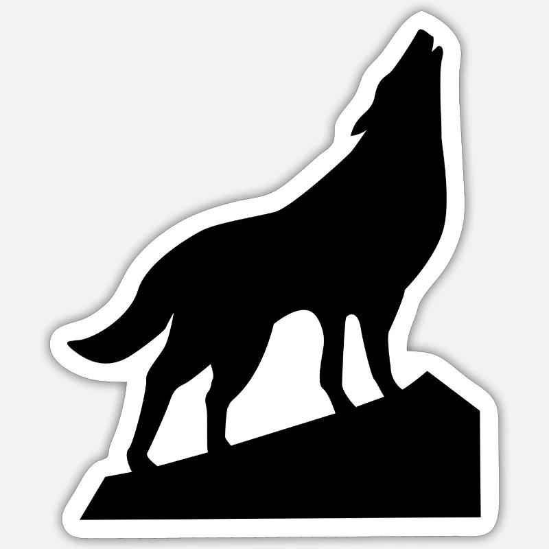 Wolf heult - Sticker Größe S (10 x 10 cm) - Mattweiß