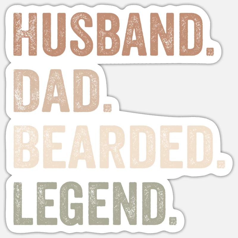 Bärtiger Ehemann Papa Bart Legende - Sticker Größe S (10 x 10 cm) - Mattweiß