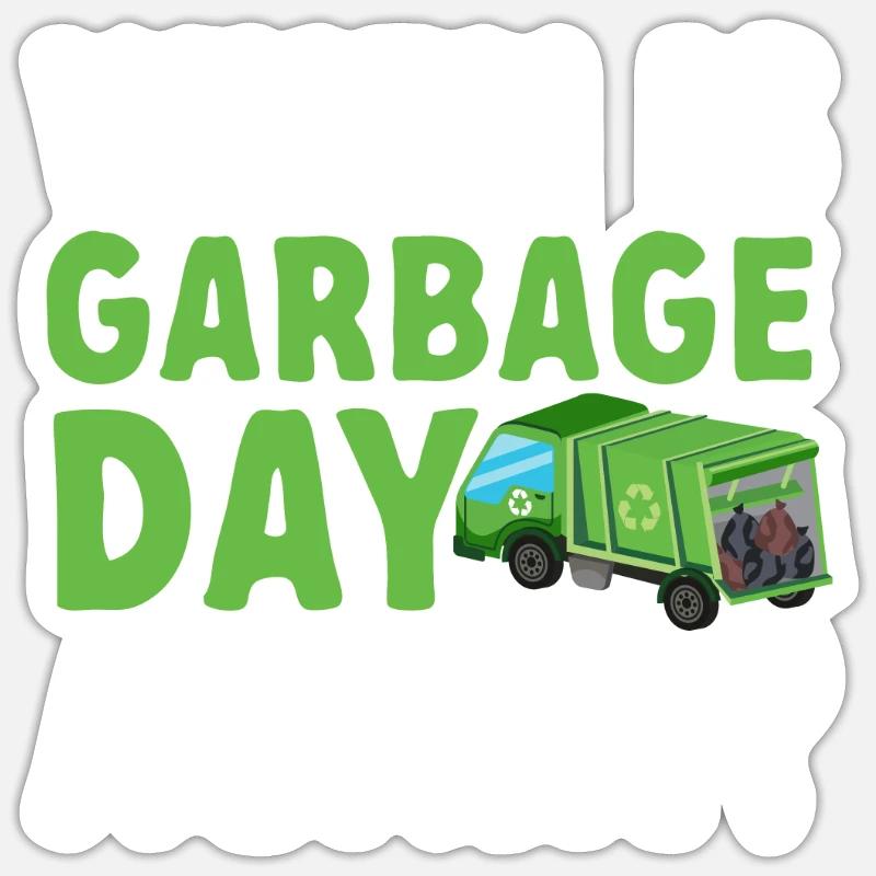 Garbage trucks, garbage day, garbage collection Sticker size S (10 x 10 cm)