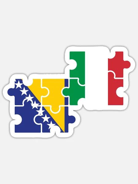 Bosnien Italien Flagge Italienisch Bosnier - Sticker Größe S (10 x 10 cm) - Mattweiß