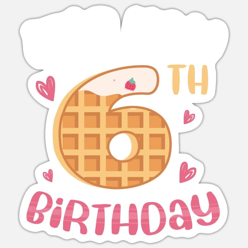 Gaufre du 6e anniversaire - Sticker taille S (10 x 10 cm) - blanc mat