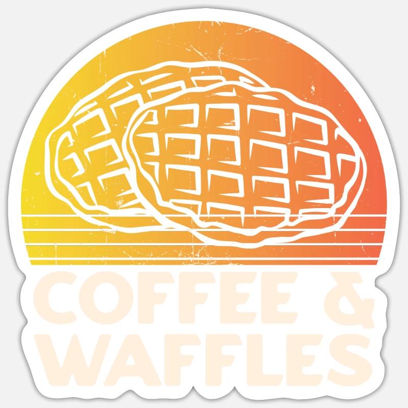 Kaffee-Waffeln - Sticker Größe S (10 x 10 cm) - Mattweiß