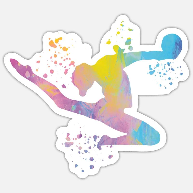 Ginnasta con ginnastica ritmica con palla - Sticker formato S (10 x 10 cm) - bianco opaco