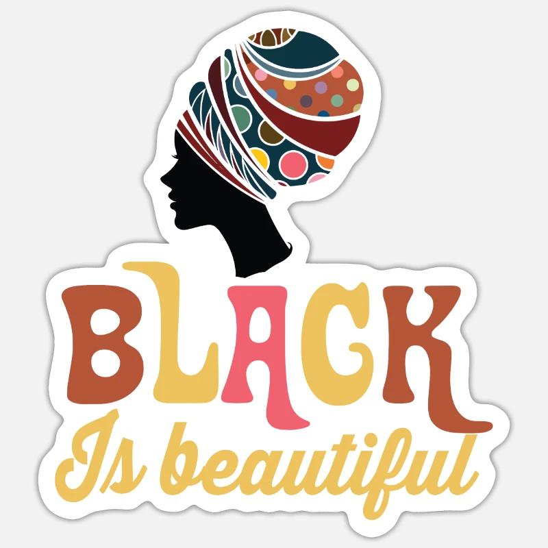 Le noir est beau - Sticker taille S (10 x 10 cm) - blanc mat
