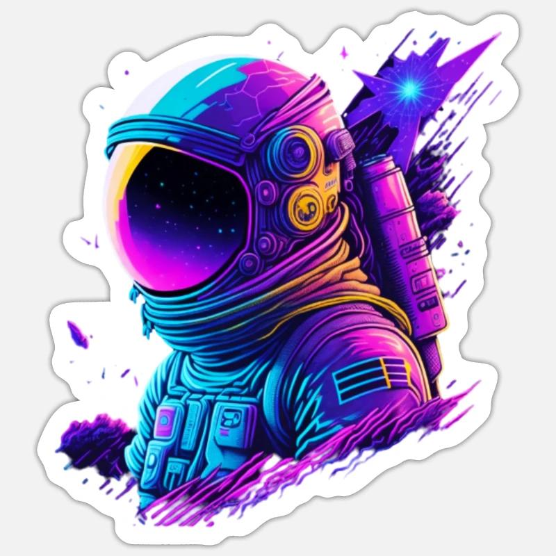 Synthwave Astronaut Space Explorer Sticker Größe S (10 x 10 cm)