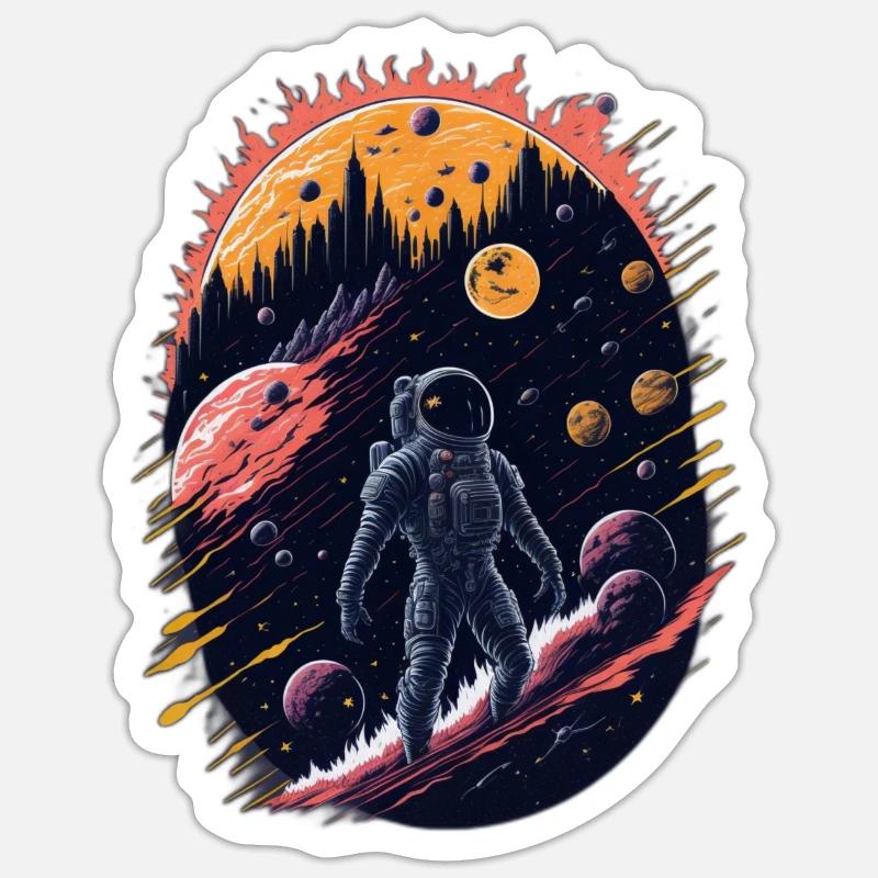 Fantaisie spatiale - Sticker taille S (10 x 10 cm) - blanc mat