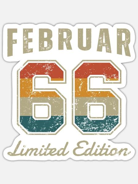 Geburtstag: Februar 1966 - Limited Edition Retro - Sticker Größe S (10 x 10 cm) - Mattweiß