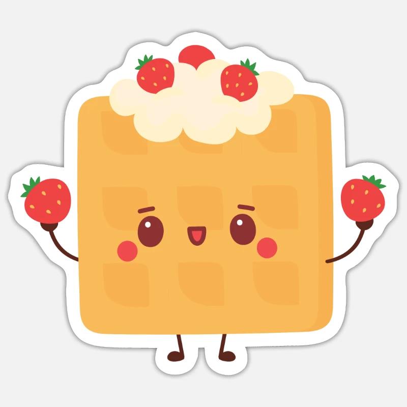 Cute waffle - Sticker size S (10 x 10 cm) - white matte