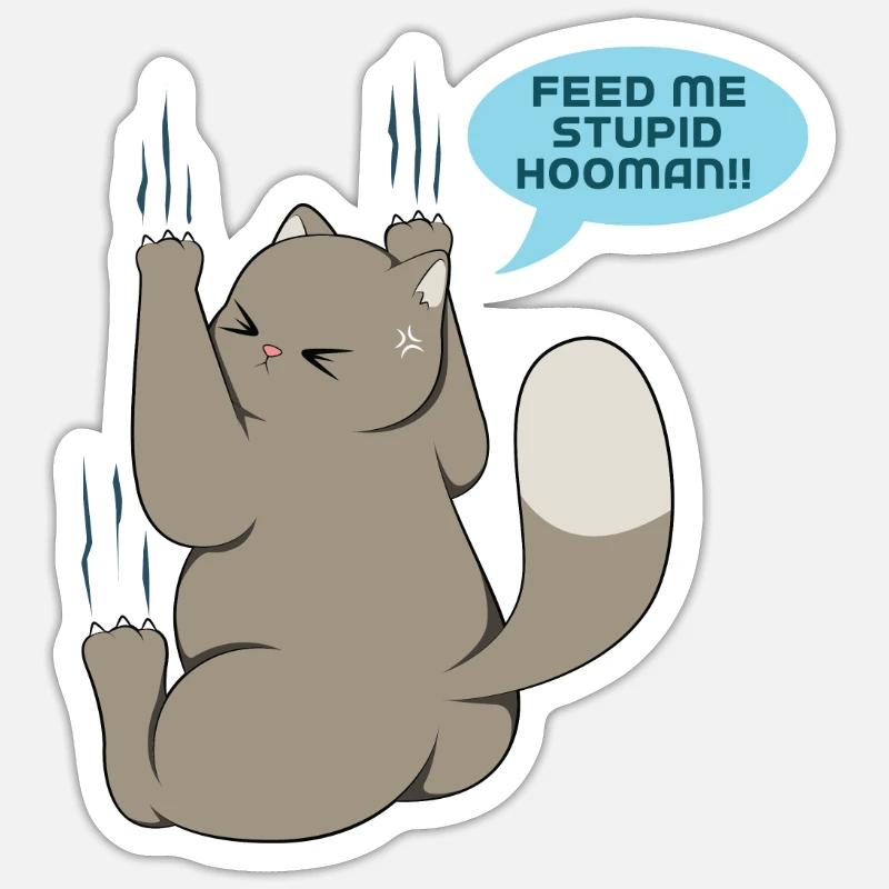 Chat - Sticker taille S (10 x 10 cm) - blanc mat