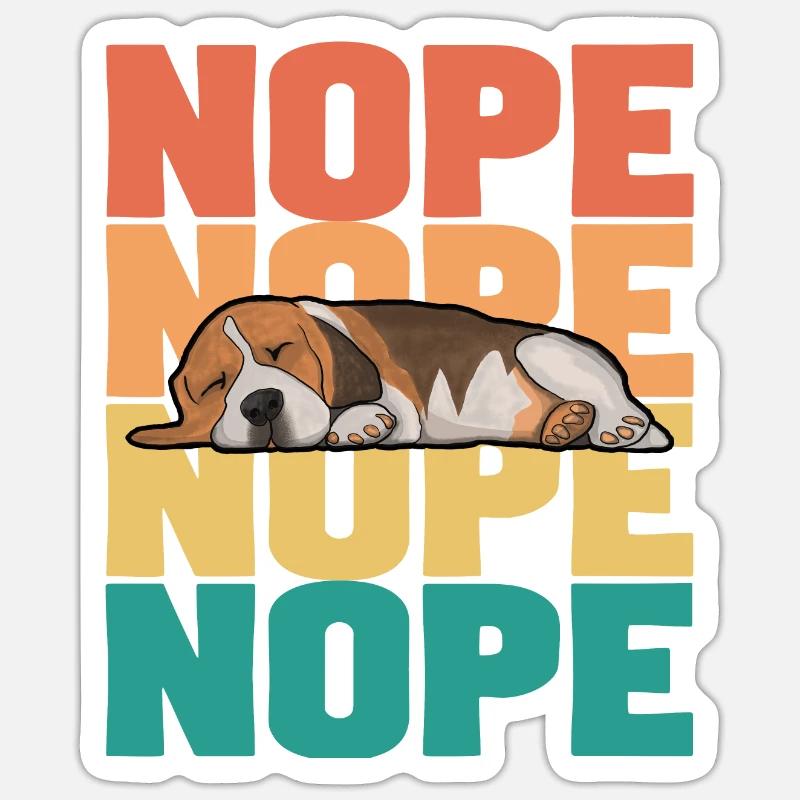 Beagle Dog Nope - Sticker taille S (10 x 10 cm) - blanc mat