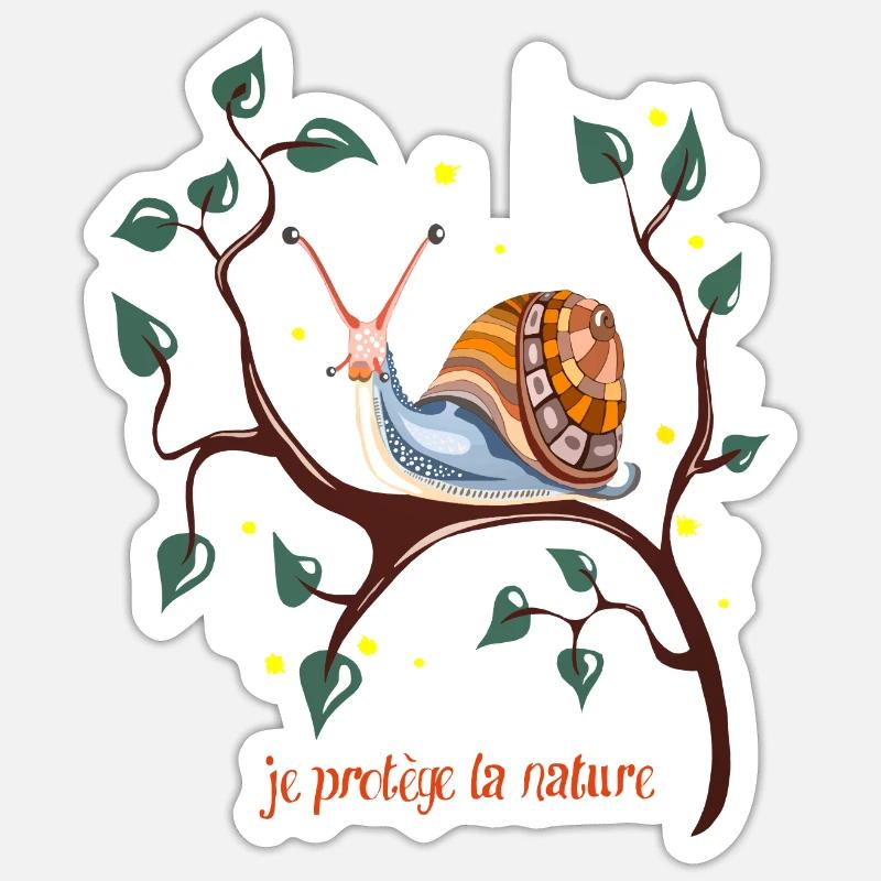 escargot - Sticker taille S (10 x 10 cm) - blanc mat
