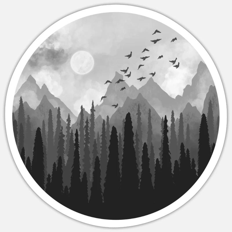Forest Circle grau - Sticker Größe S (10 x 10 cm) - Mattweiß