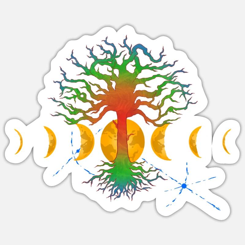 Hot Tree with moonphases - Sticker Größe S (10 x 10 cm) - Mattweiß