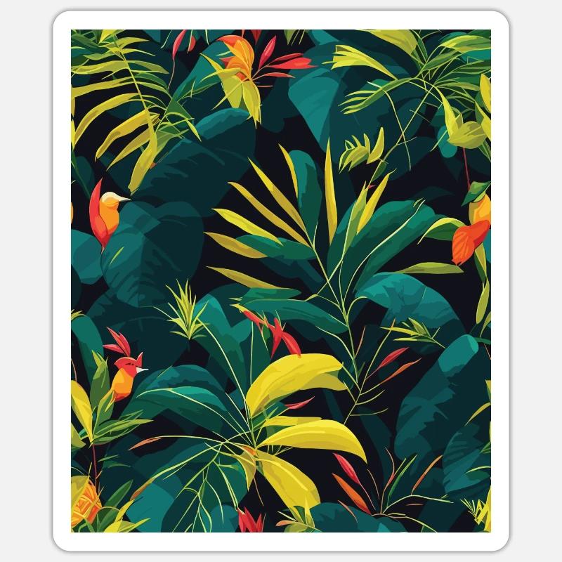 Jungle Pattern Tropical Pattern Rainforest Flowers Sticker taille S (10 x 10 cm)
