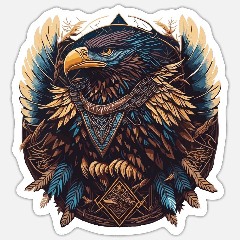 Nomadic Eagle Dream Catcher - Sticker size S (10 x 10 cm) - white matte
