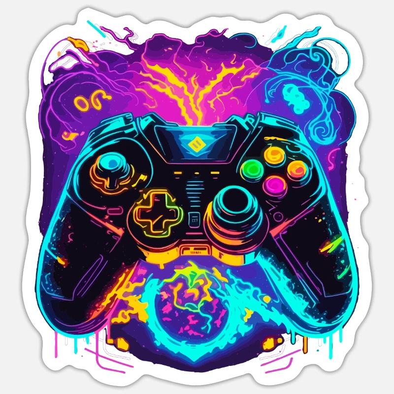 Power Graffiti Gaming Controller Sticker taille S (10 x 10 cm)