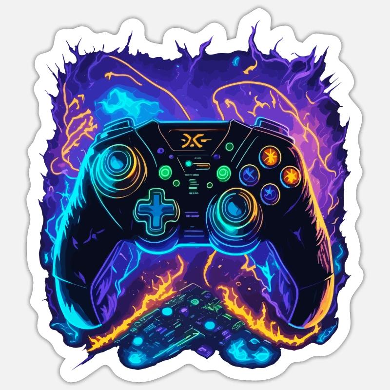 Powerful Gaming Controller Art - Sticker size S (10 x 10 cm) - white matte