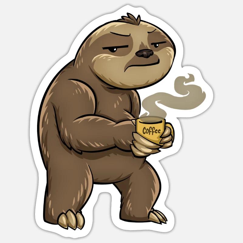 Sloth Coffee Sticker size S (10 x 10 cm)
