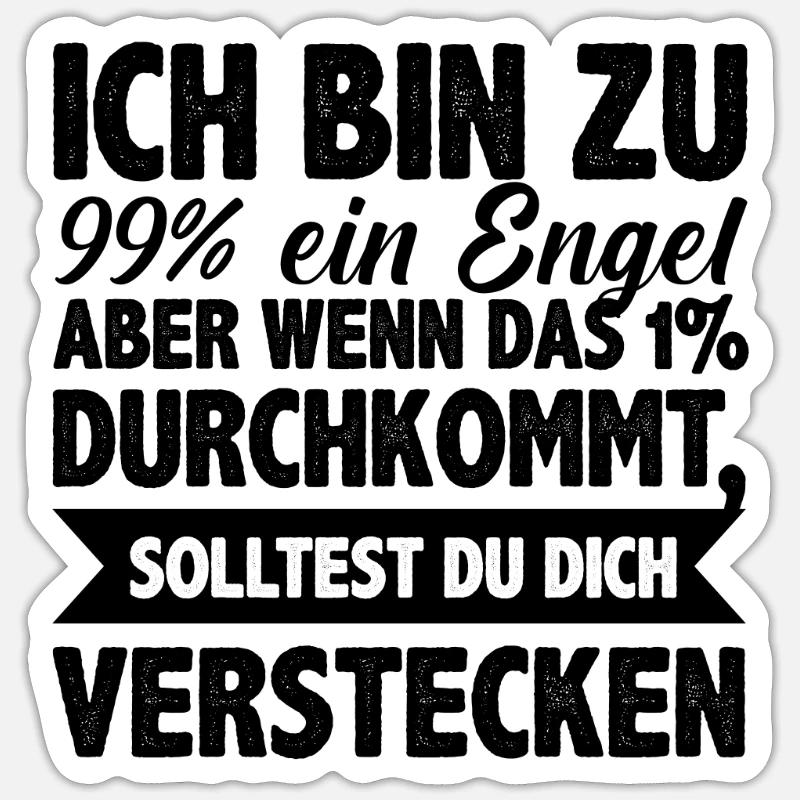Ich Bin Fast Ein Engel verstecken lustig Spruch - Sticker Größe S (10 x 10 cm) - Mattweiß
