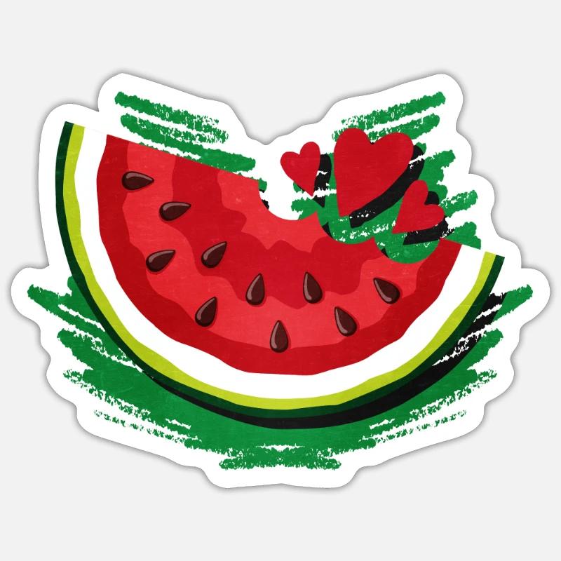Pastèque - Sticker taille S (10 x 10 cm) - blanc mat