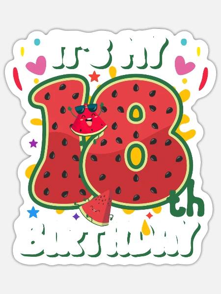 18. Geburtstag Wassermelone Sommer Geschenk - Sticker Größe S (10 x 10 cm) - Mattweiß