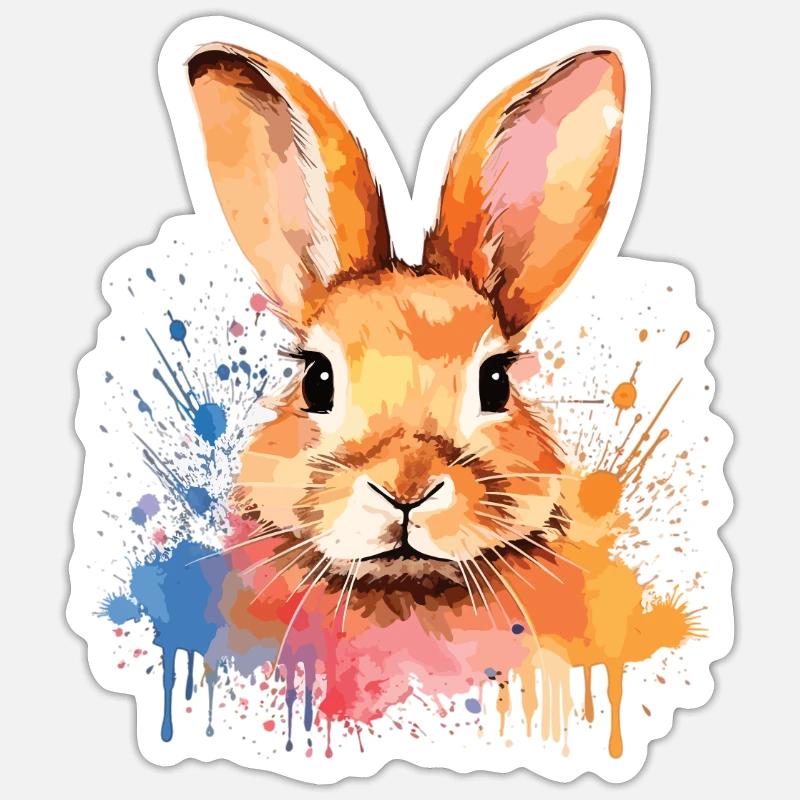 Drôle de lapin - design mignon pour - Sticker taille S (10 x 10 cm) - blanc mat
