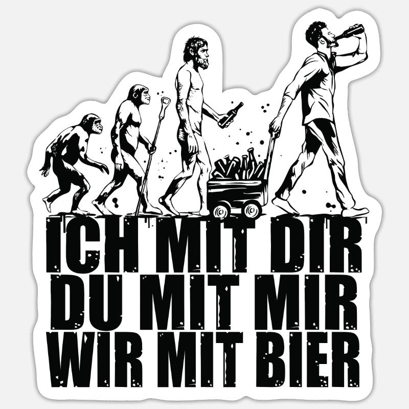 Wir mit Bier Evolution Vatertag Spruch Sticker Größe S (10 x 10 cm)