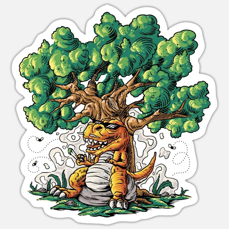 T-Rex dinosaur under the tree Sticker size S (10 x 10 cm)