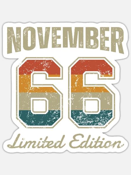 Geburtstag: November 1966 - Limited Edition Retro - Sticker Größe S (10 x 10 cm) - Mattweiß