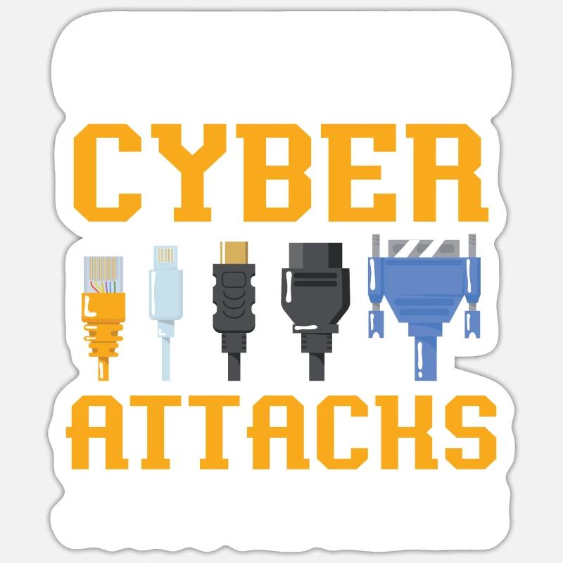 In Case Of Cyber Attacks Just Pull Cables Sticker size S (10 x 10 cm)