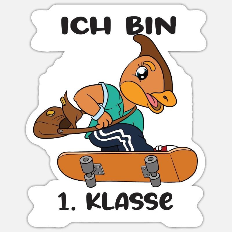 Ich Bin 1 Klasse Einschulung Schulanfang - Sticker Größe S (10 x 10 cm) - Mattweiß