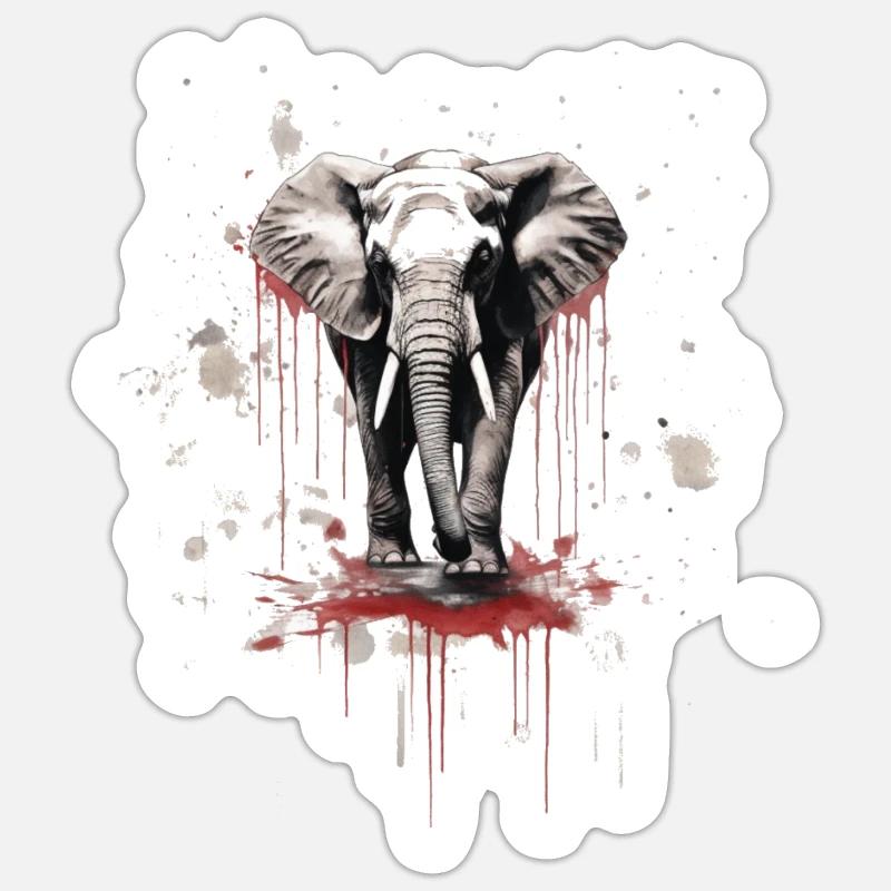 Elephant as plain graffiti Sticker size S (10 x 10 cm)