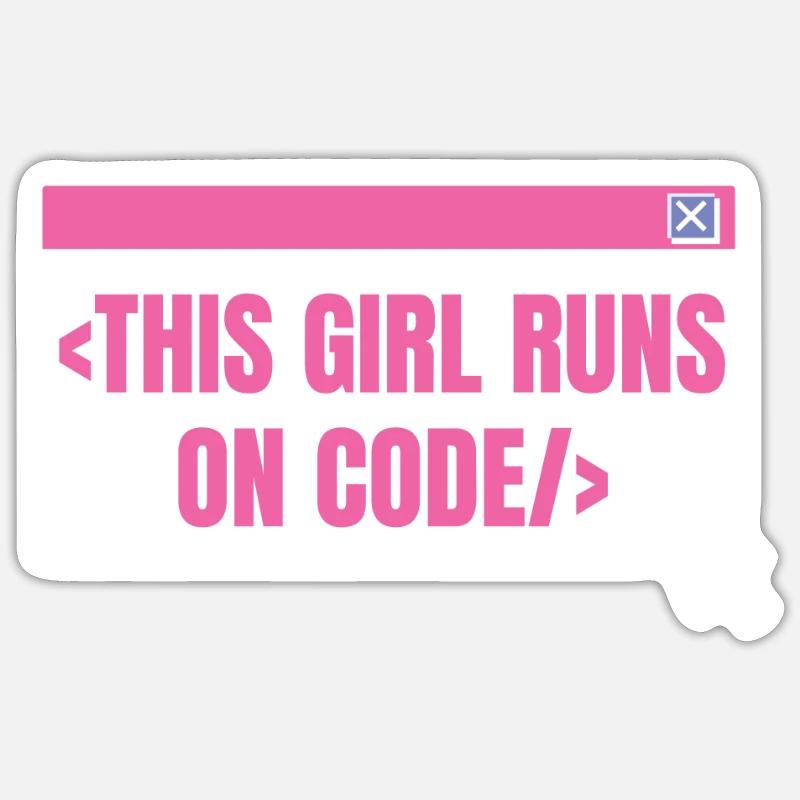 Développeur Coder Programmeur Girl Sticker taille S (10 x 10 cm)