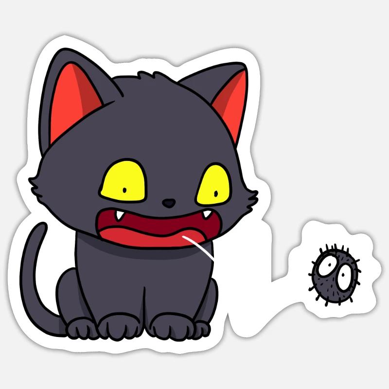 Boule de chat - Sticker taille S (10 x 10 cm) - blanc mat
