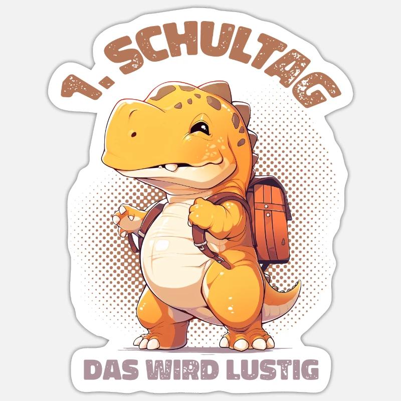 1. Schultag Das Wird Lustig Dino Einschulung Sticker Größe S (10 x 10 cm)