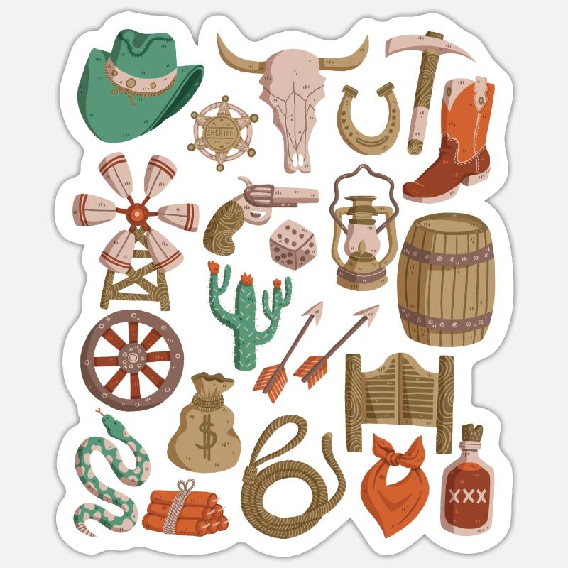 Far West - Sticker taille S (10 x 10 cm) - blanc mat