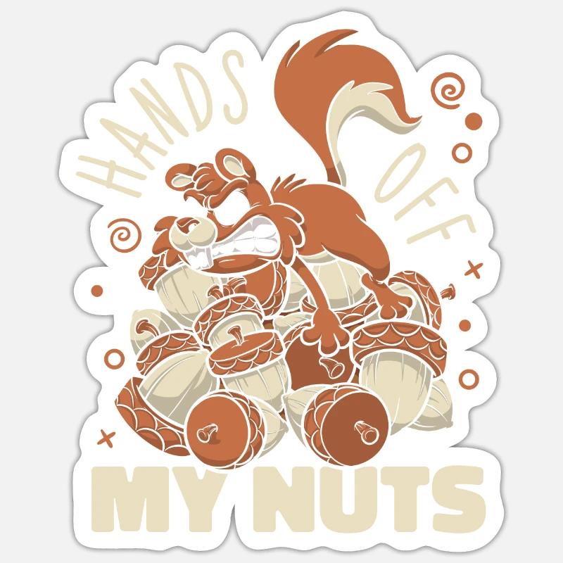 Hands Off My Nuts Grauhörnchen Squirrel Sticker Größe S (10 x 10 cm)