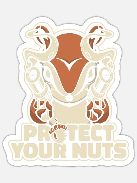 Protect Your Nuts Squirrel Fuchshörnchen - Sticker Größe S (10 x 10 cm) - Mattweiß