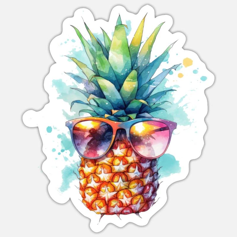 Ananas - Sticker Größe S (10 x 10 cm) - Mattweiß