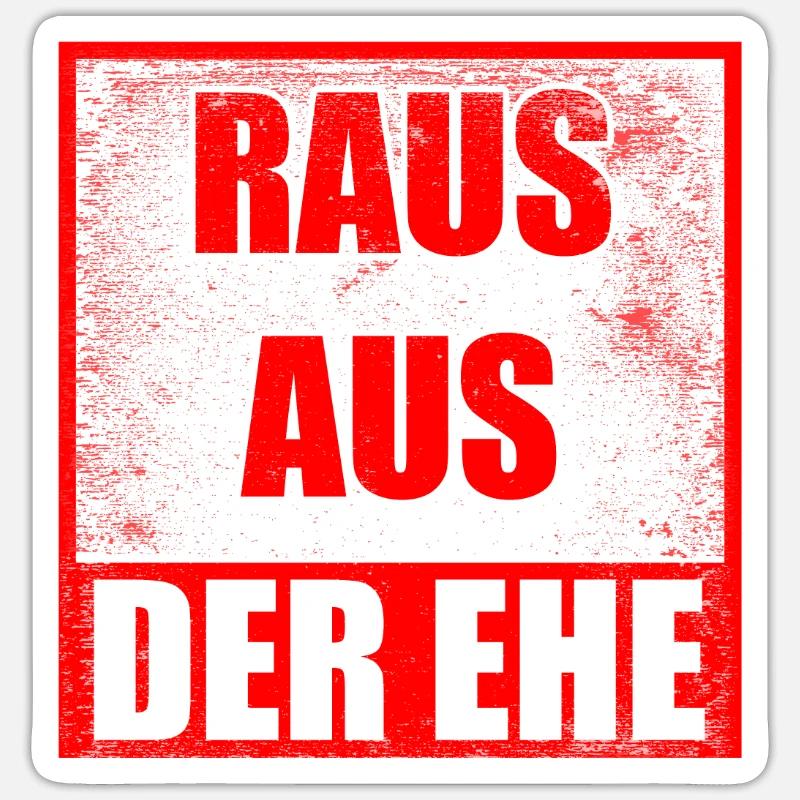 Scheidungsparty Raus aus der Ehe Geschiedene Sticker Größe S (10 x 10 cm)
