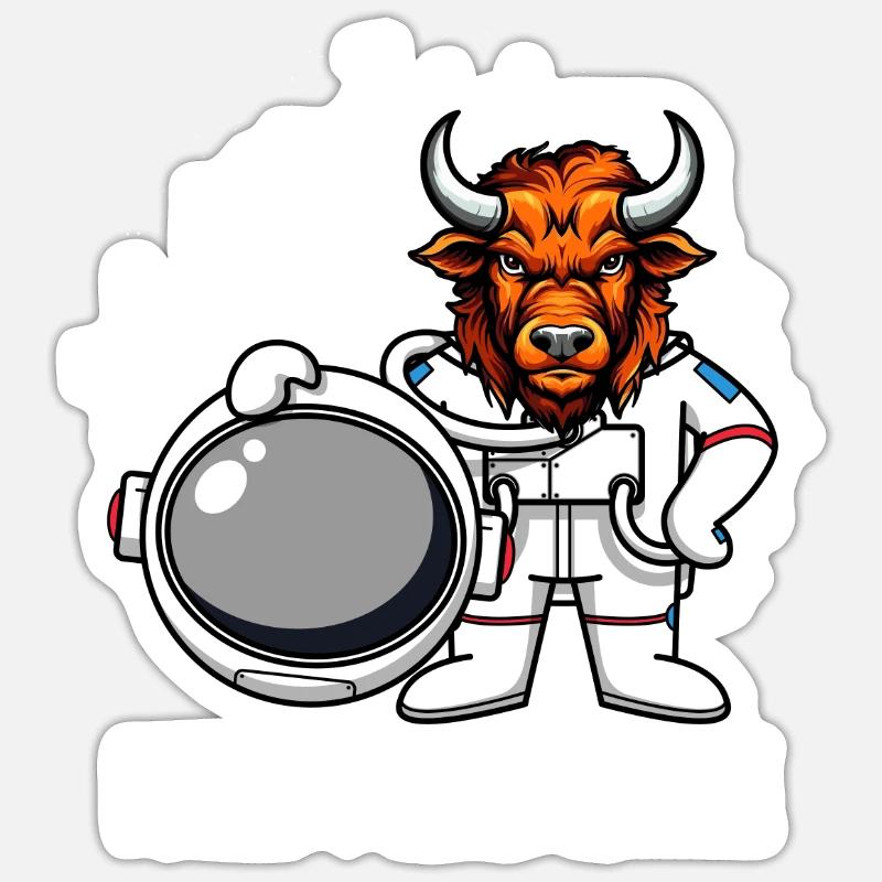 Bison Büffel Astronaut I Need More Space Sticker Größe S (10 x 10 cm)