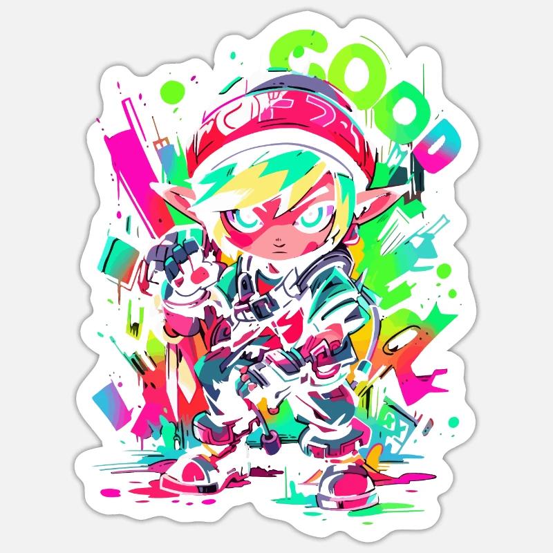 Cooles Gaming-Design Legendärer Waldjunge Graffiti - Sticker Größe S (10 x 10 cm) - Mattweiß