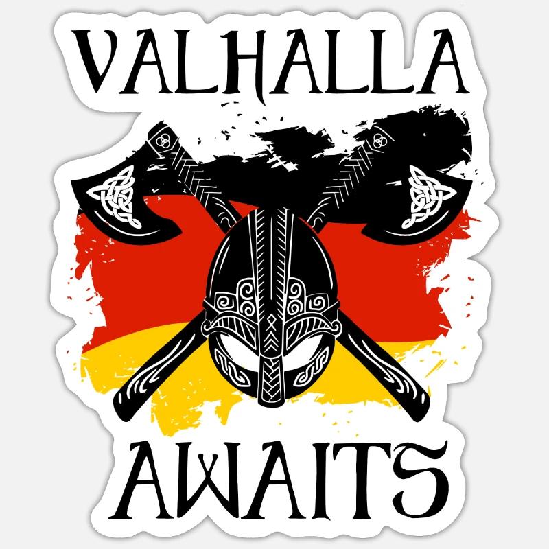 Valhalla vous attend - Sticker taille S (10 x 10 cm) - blanc mat