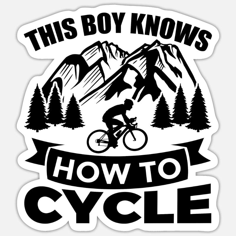 Cyclist Boy - Sticker size S (10 x 10 cm) - white matte